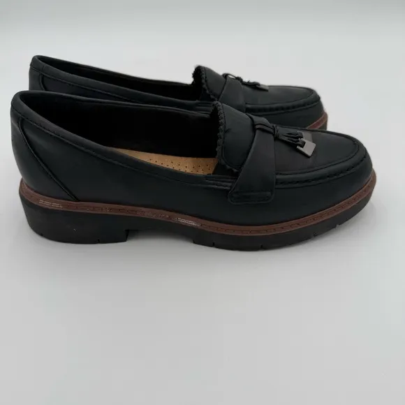 Clarks Westlynn Bella Chunky Lug Sole Tassel Slip On Loafers Flats Shoes 8.5