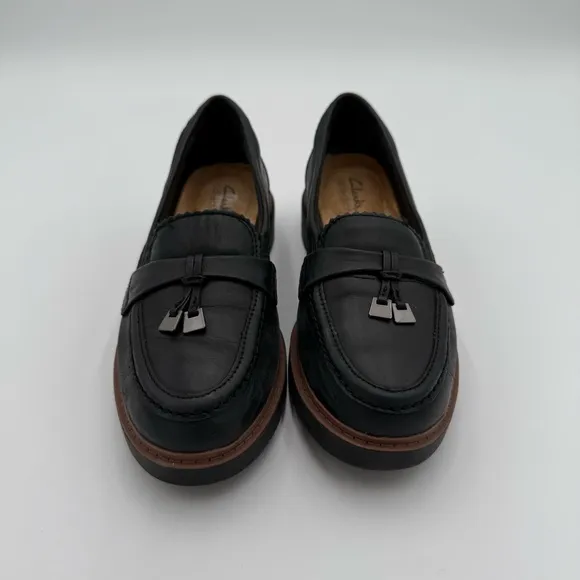 Clarks Westlynn Bella Chunky Lug Sole Tassel Slip On Loafers Flats Shoes 8.5