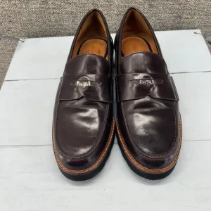 Coach Loafers Size 8 Indie Lug Sole Penny Brown Leather Shoes