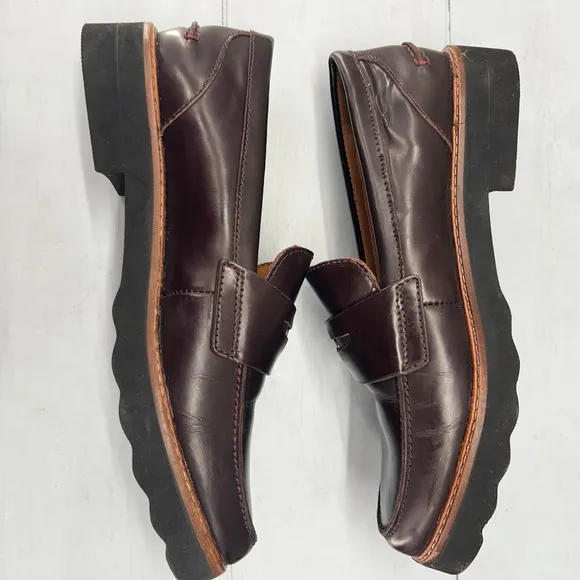 Coach Loafers Size 8 Indie Lug Sole Penny Brown Leather Shoes