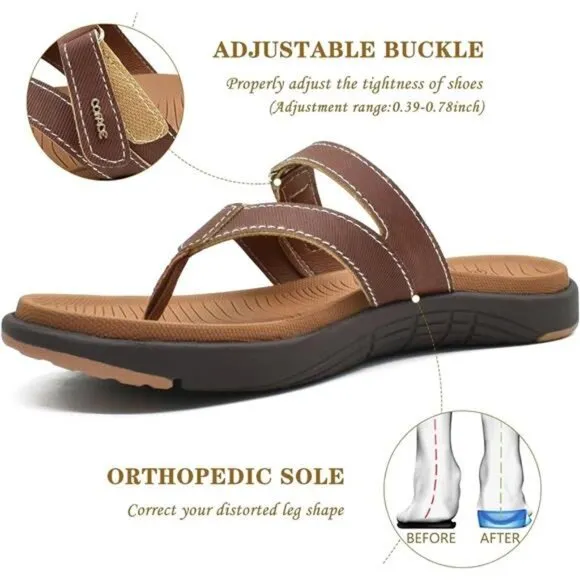 COFACE Womens Fashion Orthotic Flip Flops Ladies Slip On Lightweight Athletic