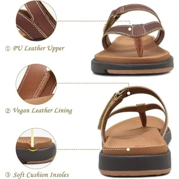 COFACE Womens Fashion Orthotic Flip Flops Ladies Slip On Lightweight Athletic