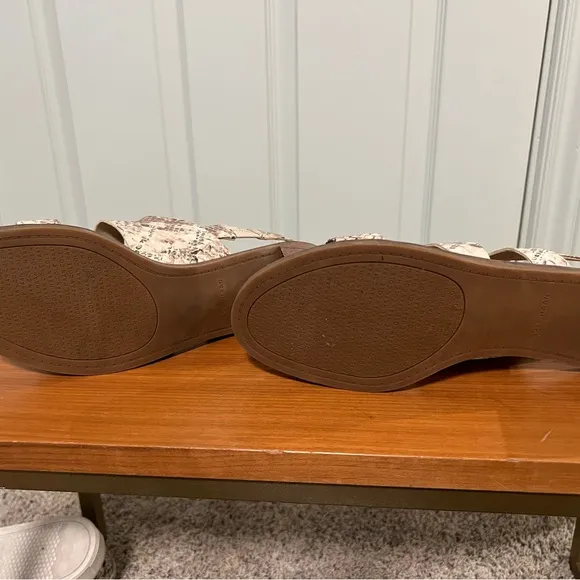 Cole Haan Cream and Brown Sandals with Snakeskin Pattern