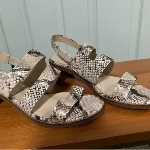 Cole Haan Cream and Brown Sandals with Snakeskin Pattern