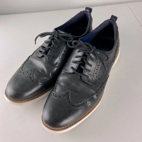 Cole Haan Men’s Black Leather Shoes GrandEvolution Wing Tip Oxford Brogue 13M