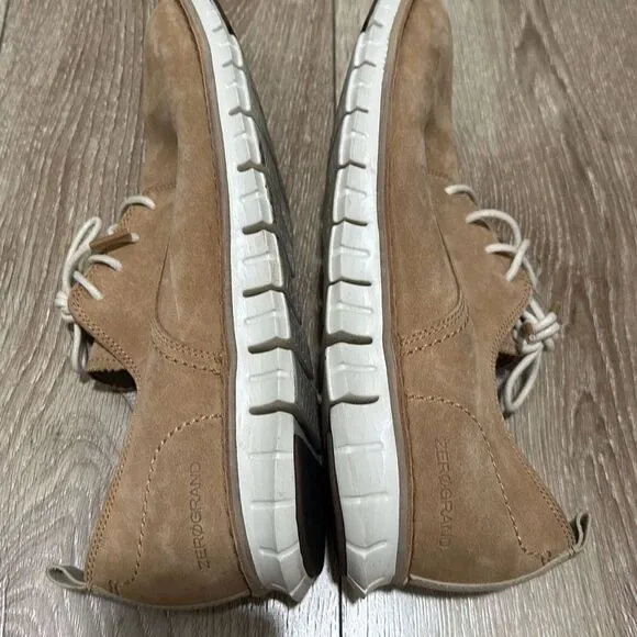 Cole Haan Mens Tan ZeroGrand Stitchout Oxford Suede Shoes Size 10.5M