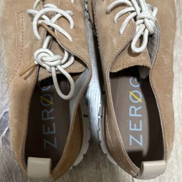 Cole Haan Mens Tan ZeroGrand Stitchout Oxford Suede Shoes Size 10.5M