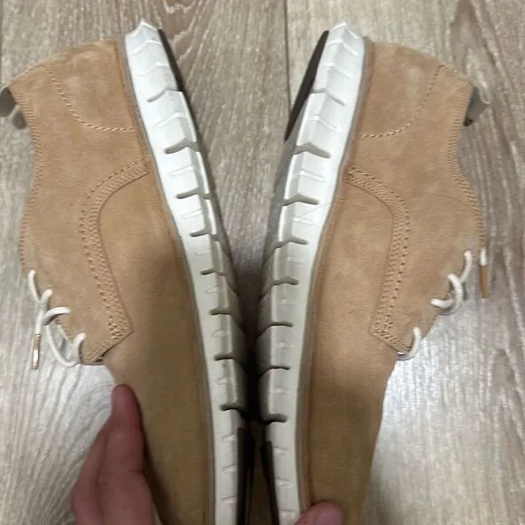 Cole Haan Mens Tan ZeroGrand Stitchout Oxford Suede Shoes Size 10.5M