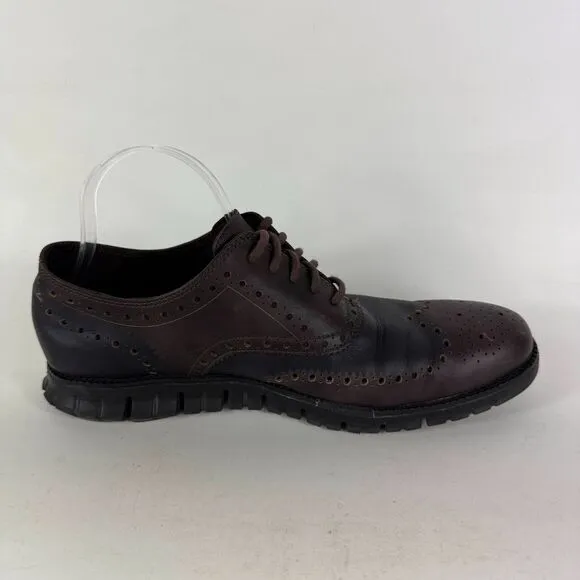 Cole Haan Zerogrand Oxford Shoes Men's 11 Brown Leather Low-Top Wingtip C23236