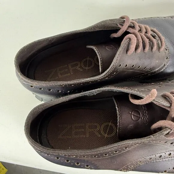 Cole Haan Zerogrand Oxford Shoes Men's 11 Brown Leather Low-Top Wingtip C23236