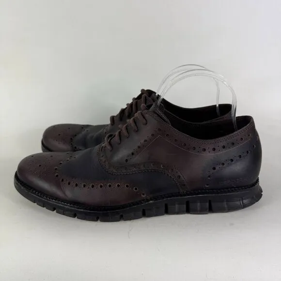 Cole Haan Zerogrand Oxford Shoes Men's 11 Brown Leather Low-Top Wingtip C23236