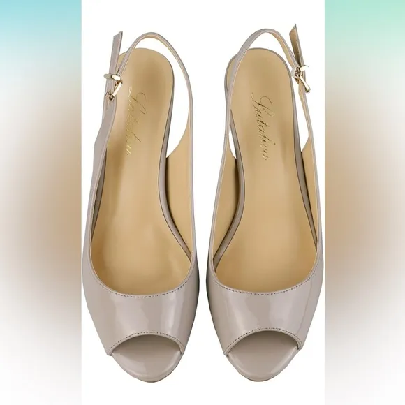 Comfort Platform High Heel Slingback Sandals Peep Toe Stiletto Pumps Gray
