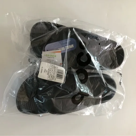 Crocs 12 mens Mellow Recovery Flip Flops Black Thong Sandals solid comfortable