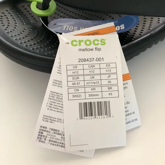 Crocs 12 mens Mellow Recovery Flip Flops Black Thong Sandals solid comfortable