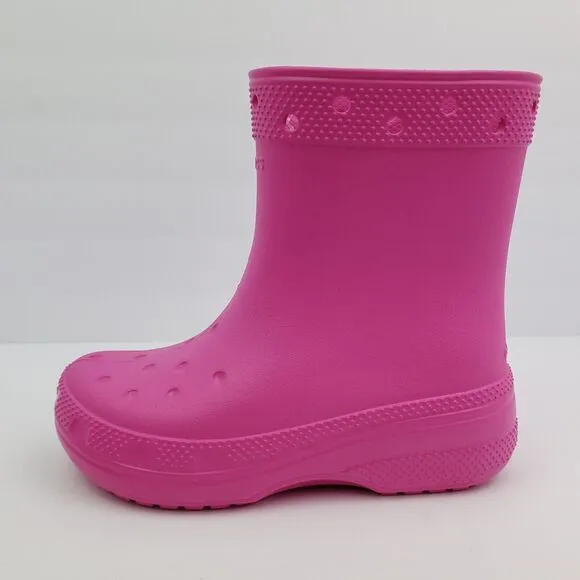 Crocs Classic Boot Girls Size 1Y Pink Pull On Comfort Boots Shoes 208544-6UB