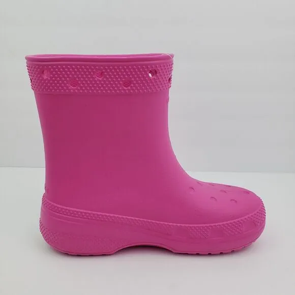Crocs Classic Boot Girls Size 1Y Pink Pull On Comfort Boots Shoes 208544-6UB