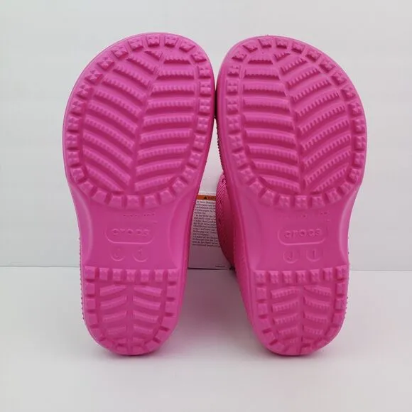 Crocs Classic Boot Girls Size 1Y Pink Pull On Comfort Boots Shoes 208544-6UB
