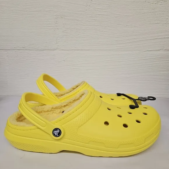Crocs Classic Sherpa Lined Clogs in Lemon Yellow Size 13 NWT