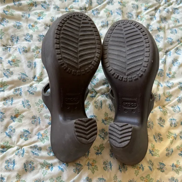 Crocs Cyprus II Cuban Sandal Platform Chunky High Heels Shoes Comfort Brown Sz 9