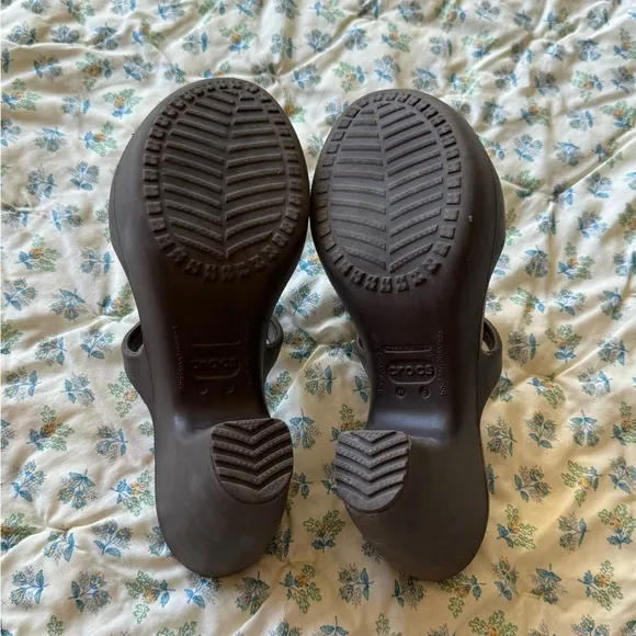 Crocs Cyprus II Cuban Sandal Platform Chunky High Heels Shoes Comfort Brown Sz 9