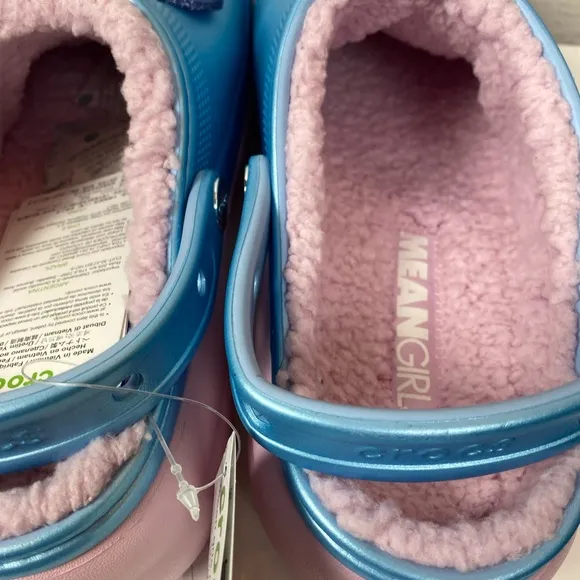 Crocs Mean Girls Limited Edition Platform Clogs Shoes Blue &amp; Pink Lined Size 8