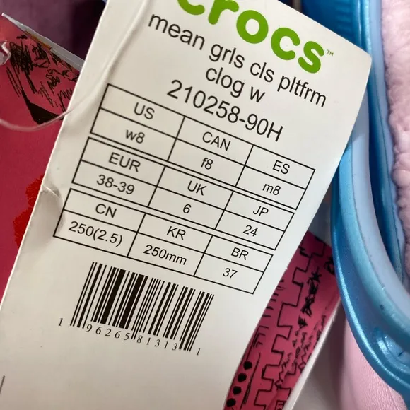 Crocs Mean Girls Limited Edition Platform Clogs Shoes Blue &amp; Pink Lined Size 8