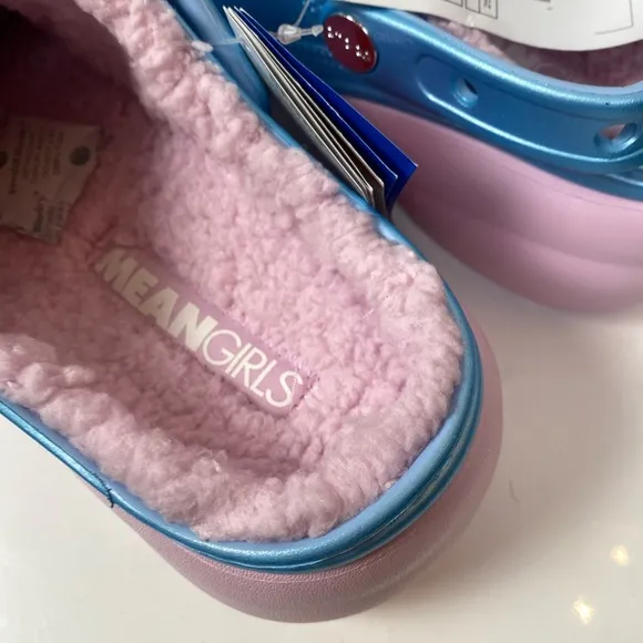 Crocs Mean Girls Limited Edition Platform Clogs Shoes Blue &amp; Pink Lined Size 8
