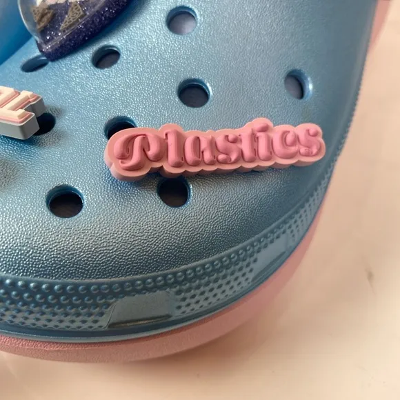 Crocs Mean Girls Limited Edition Platform Clogs Shoes Blue &amp; Pink Lined Size 8