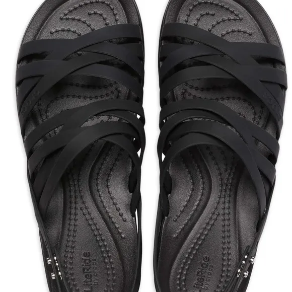 Crocs Women's Black Brooklyn Strappy low wedge Sandals various sizes