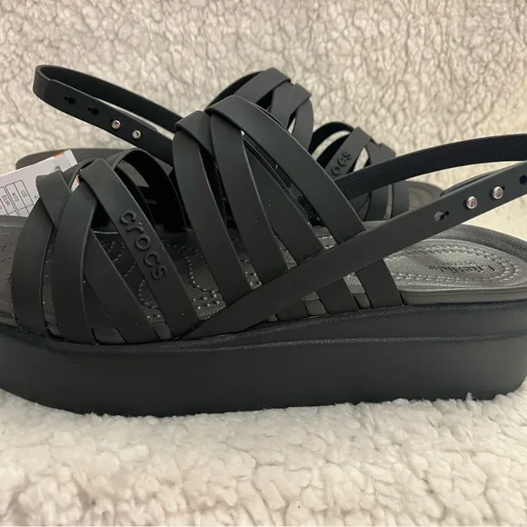 Crocs Women's Black Brooklyn Strappy low wedge Sandals various sizes