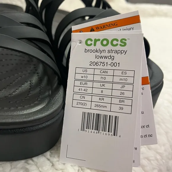 Crocs Women's Black Brooklyn Strappy low wedge Sandals various sizes