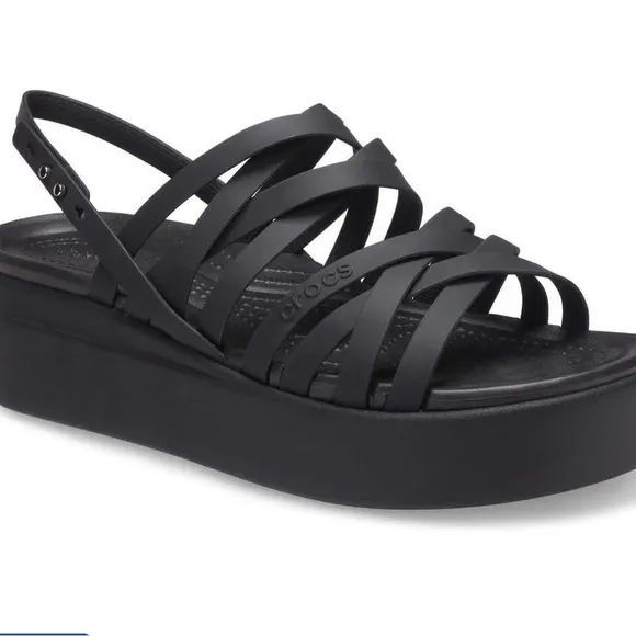 Crocs Women's Black Brooklyn Strappy low wedge Sandals various sizes