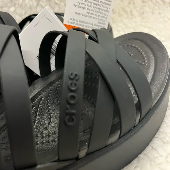 Crocs Women's Black Brooklyn Strappy low wedge Sandals various sizes