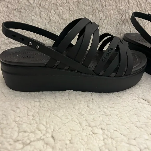 Crocs Women's Black Brooklyn Strappy low wedge Sandals various sizes