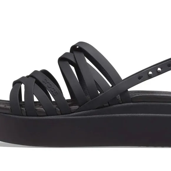 Crocs Women's Black Brooklyn Strappy low wedge Sandals various sizes