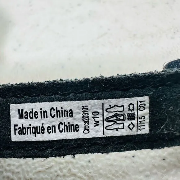 Crocs Leigh II Strap Ankle Wedge Heel Comfort Sandals Black Buckle Women 10