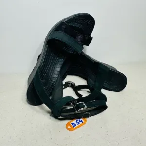 Crocs Leigh II Strap Ankle Wedge Heel Comfort Sandals Black Buckle Women 10