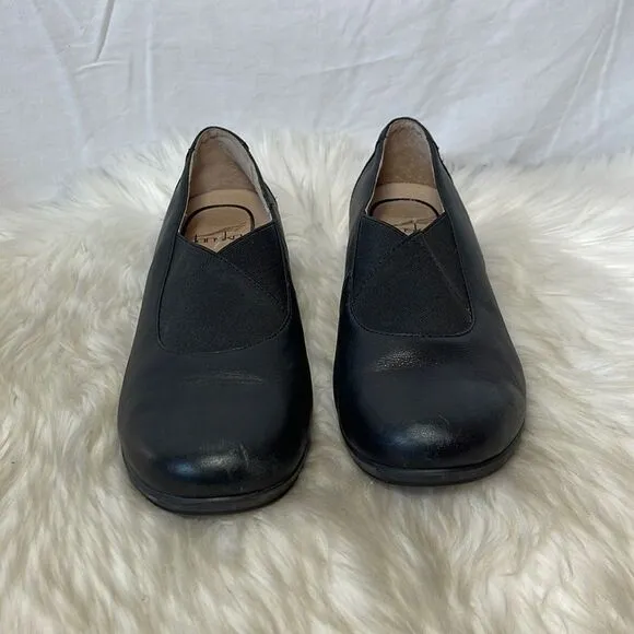 Dansko Ann Black Leather Slip On Comfort Shoes 39/8.5-9