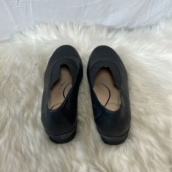 Dansko Ann Black Leather Slip On Comfort Shoes 39/8.5-9