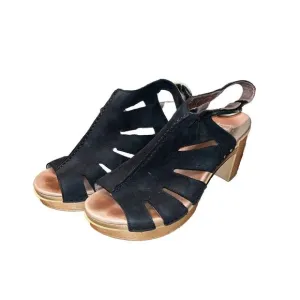 Dansko Demetra Sandals Womens Black 40 Leather Open Toe Chunky Heel Clog