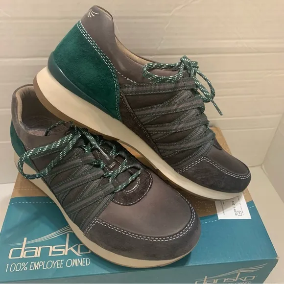 Dansko Gabi Burnished Nubuck Charcoal Comfort Leather Shoes Sneakers Size 7.5.