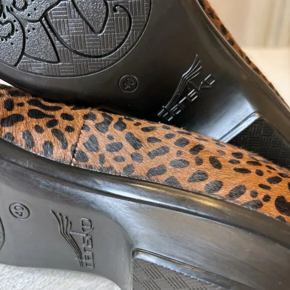 Dansko Olivia Women's Cheetah Print Calf Hair Loafers Comfort Shoes US Size 9