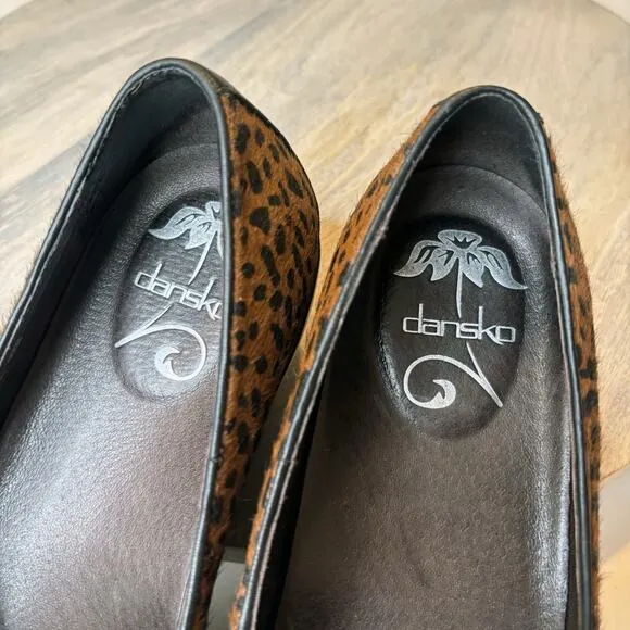 Dansko Olivia Women's Cheetah Print Calf Hair Loafers Comfort Shoes US Size 9