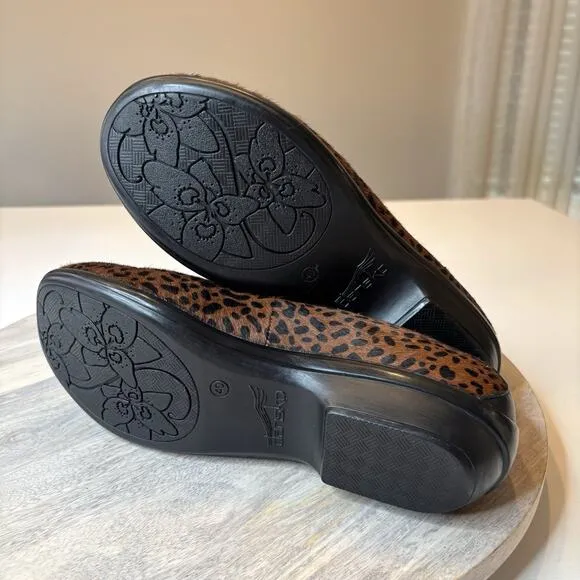Dansko Olivia Women's Cheetah Print Calf Hair Loafers Comfort Shoes US Size 9