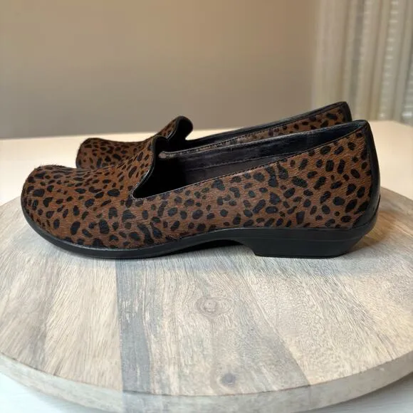 Dansko Olivia Women's Cheetah Print Calf Hair Loafers Comfort Shoes US Size 9