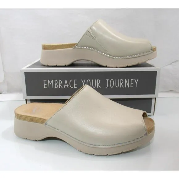 Dansko Ravyn Nappa Peep Toe Platform Sandals Comfort Ivory Size EU 38 US 7.5 - 8