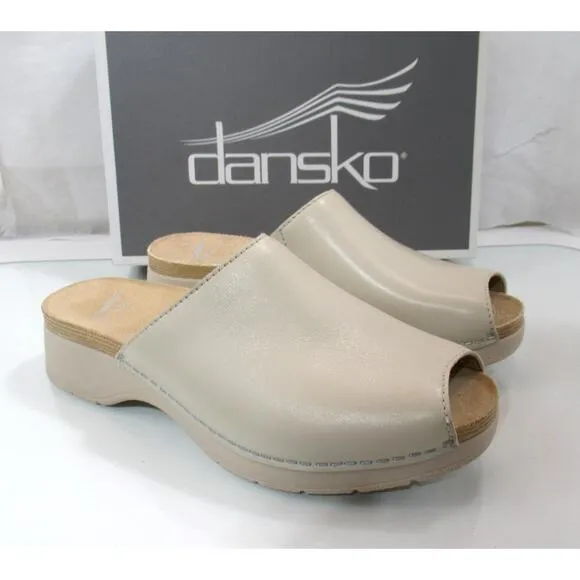 Dansko Ravyn Nappa Peep Toe Platform Sandals Comfort Ivory Size EU 38 US 7.5 - 8