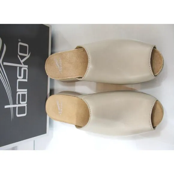 Dansko Ravyn Nappa Peep Toe Platform Sandals Comfort Ivory Size EU 38 US 7.5 - 8