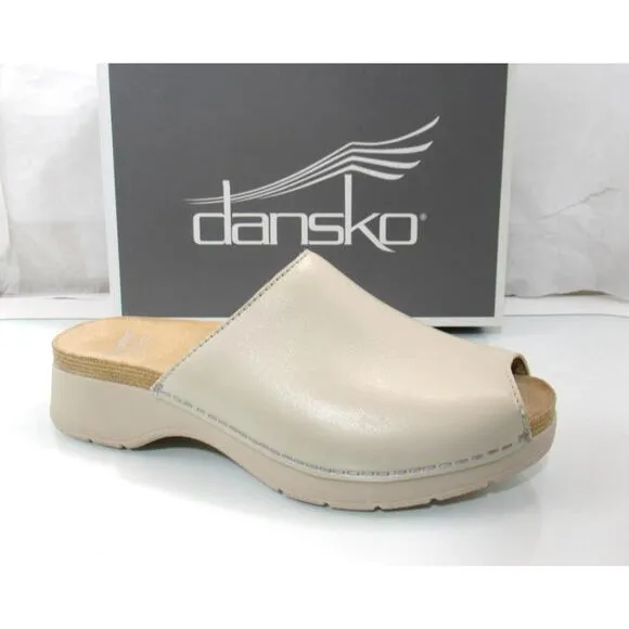 Dansko Ravyn Nappa Peep Toe Platform Sandals Comfort Ivory Size EU 38 US 7.5 - 8