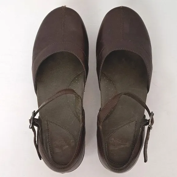 Dansko Sally Clog Brown Leather Mary Jane Sz41 10.5-11